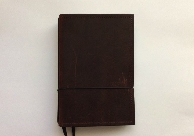Front of X17 notebook cover in chestnut brown